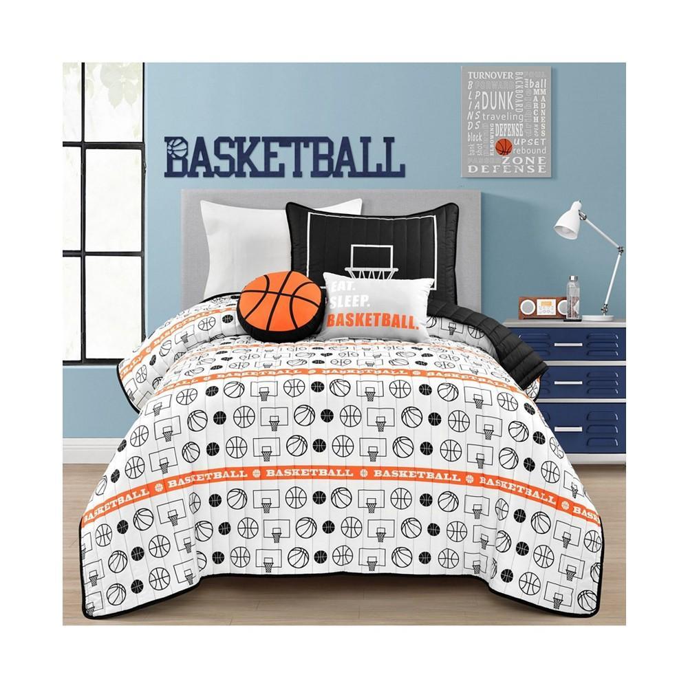 商品Macy's|Lush Décor Basketball Game 4 Piece Quilt Set for Kids, Twin/Twin XLong,价格¥1081,第5张图片详细描述