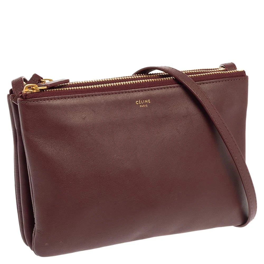 商品[二手商品] Celine|Céline Burgundy Leather Small Trio Zip Crossbody Bag,价格¥2975,第3张图片详细描述