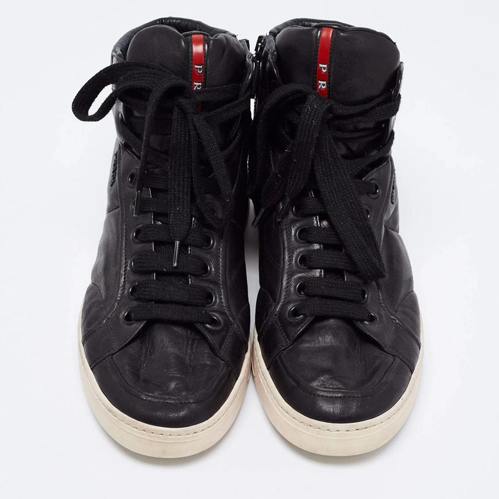 商品[二手商品] Prada|Prada Sport Black Leather High Top Sneakers Size 39,价格¥877,第3张图片详细描述