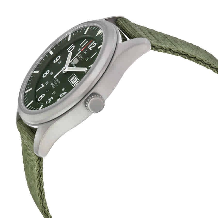 Seiko 5 Sport Automatic Khaki Green Canvas Mens Watch SNZG09商品第2张图片规格展示