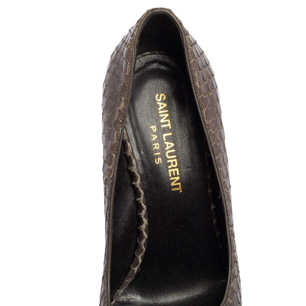 Saint Laurent Grey Python Janis Pointed Toe Platform Pumps Size 35 商品