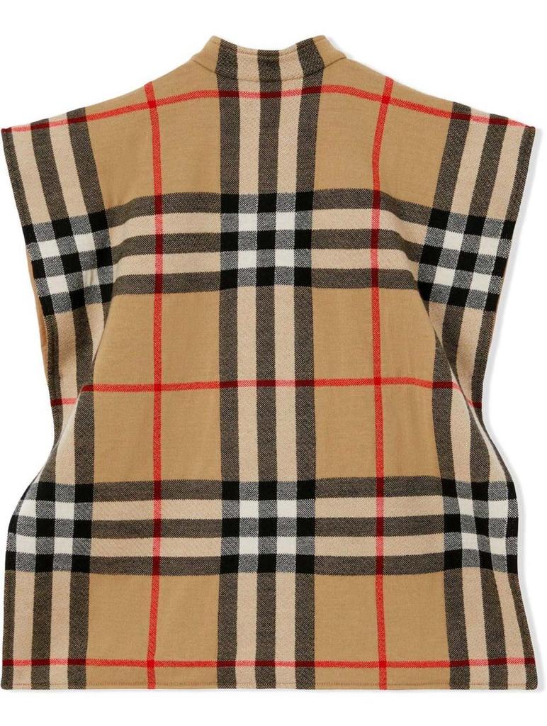 Reversible vintage check wool jacquard cape商品第2张图片规格展示