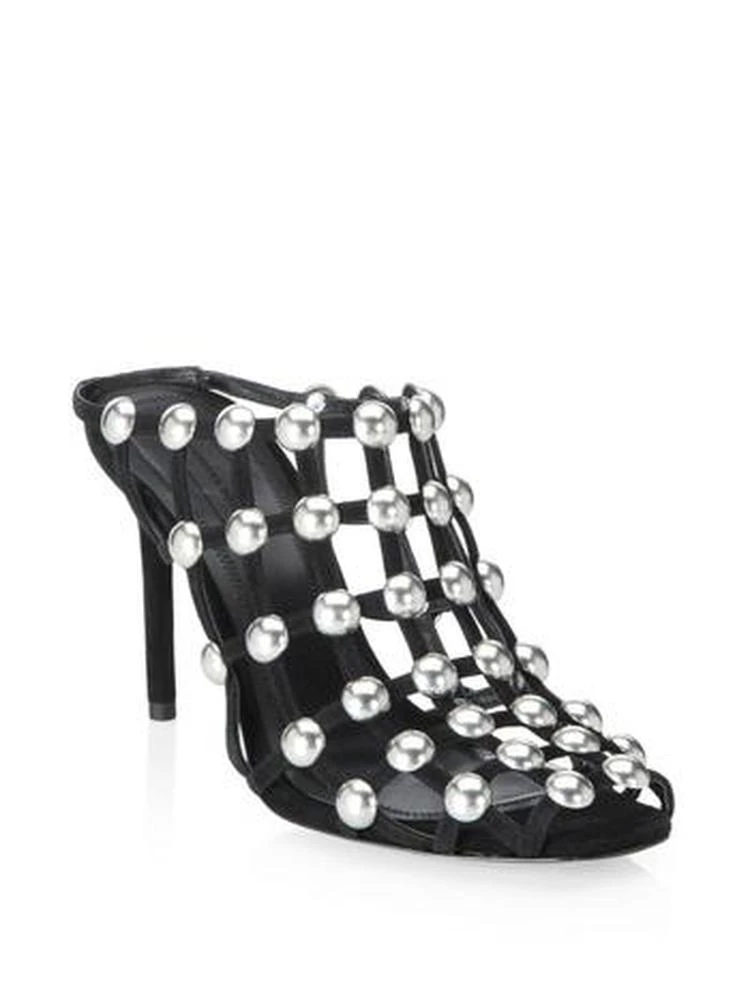 商品Alexander Wang|Sadie Studded Slip-On Suede Sandals,价格¥4894,第1张图片