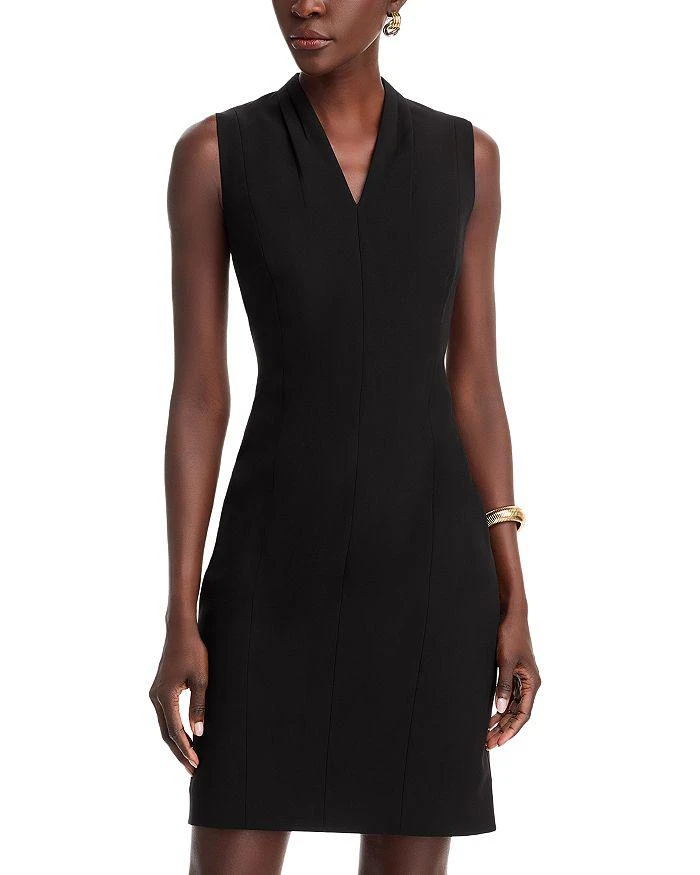 商品Tahari|Tonya Pleated Sleeveless V Neck Sheath Dress - Exclusive,价格¥881,第1张图片
