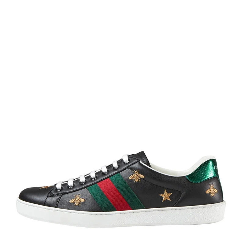 商品Gucci|GUCCI 古驰 黑色皮革男士休闲/运动鞋 386750-A38F0-1079,价格¥4946,第1张图片