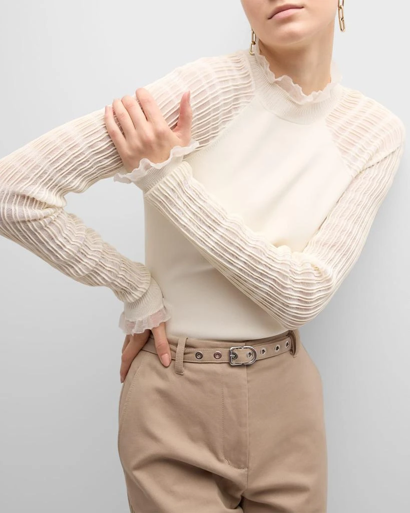 Micro-Ribbed Long-Sleeve Fitted Sweater 商品