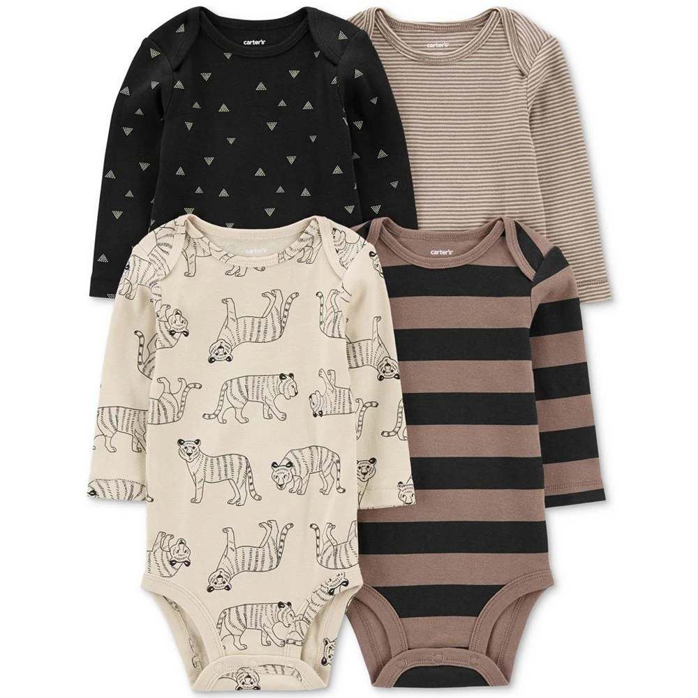 商品Carter's|Baby Boys 4-Pk. Printed Long-Sleeve Bodysuits,价格¥114,第1张图片