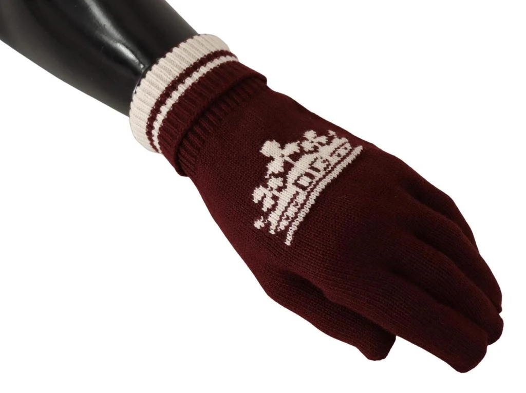 商品Dolce & Gabbana|Dolce & Gabbana Red White D&G Logo Crown Cashmere Gloves,价格¥2089,第3张图片详细描述