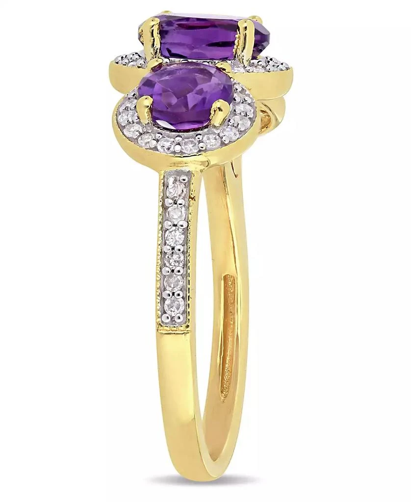 商品Macy's|Amethyst (1-5/8 ct.t.w.) and Diamond (1/3 ct.t.w.) 3-Stone Halo Ring in 18k Yellow Gold over Sterling Silver,价格¥2094,第4张图片详细描述