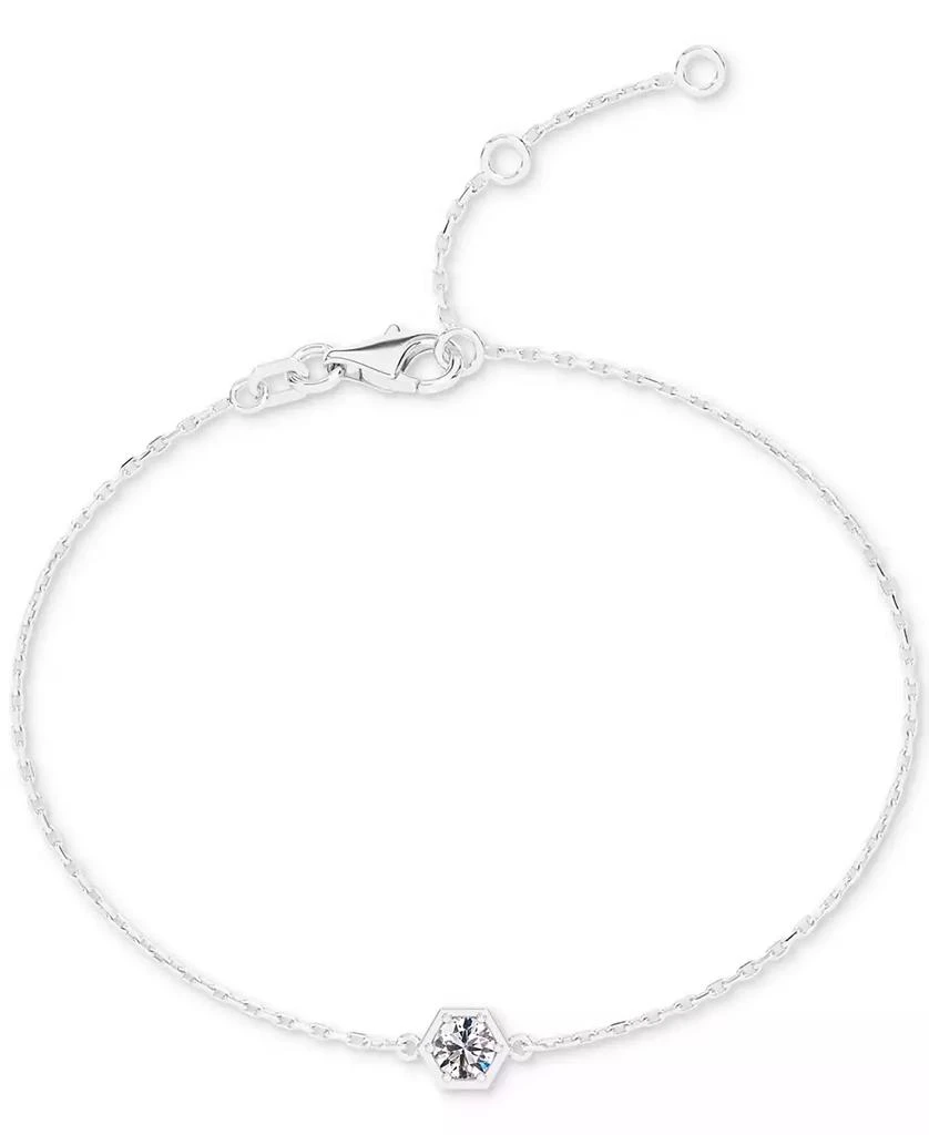 商品De Beers Forevermark|Diamond Honeycomb Solitaire Chain Bracelet (1/5 ct. t.w.) in 14k White or Yellow Gold,价格¥5708,第1张图片