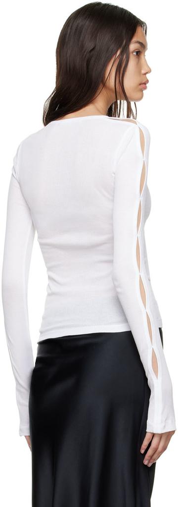 White Cotton Long Sleeve T-Shirt商品第3张图片规格展示