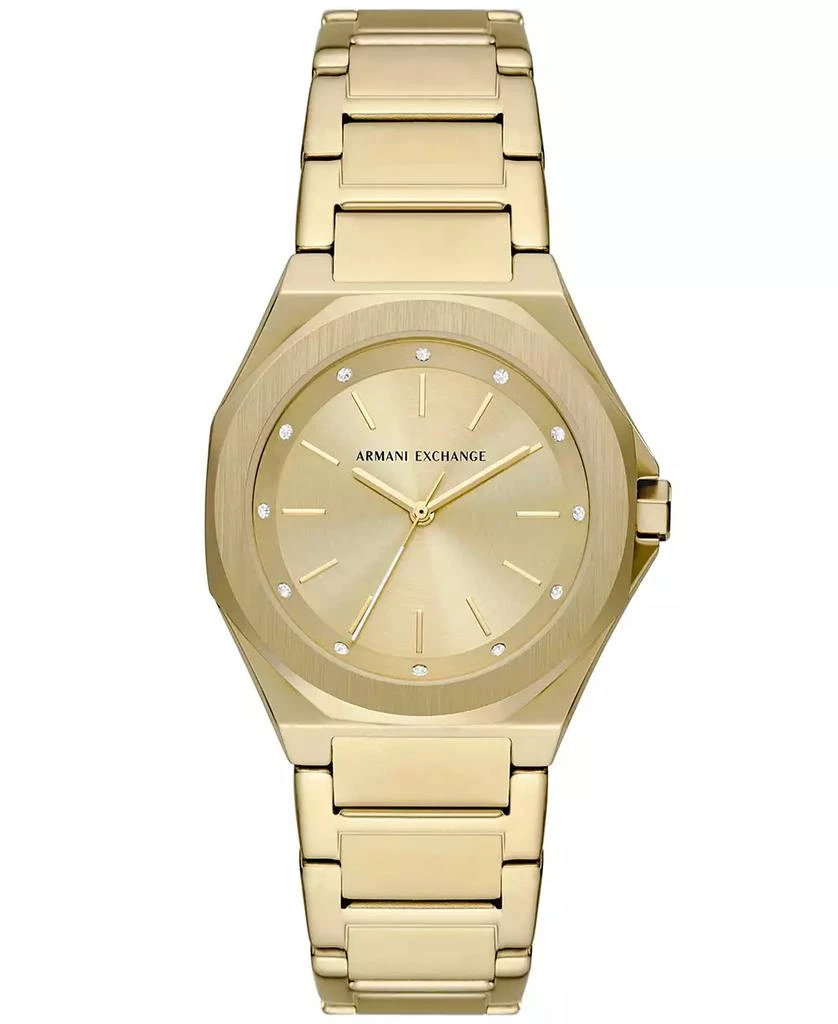 商品Armani Exchange|Unisex Quartz Three Hand Gold-Tone Stainless Steel Watch 34mm,价格¥1422,第1张图片