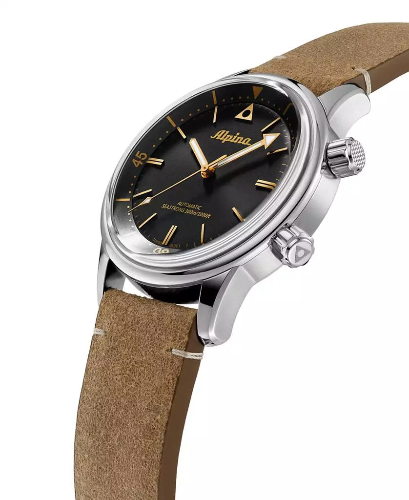 商品Alpina|Men's Swiss Automatic Seastrong Diver Brown Leather Strap Watch 42mm,价格¥14176,第2张图片详细描述