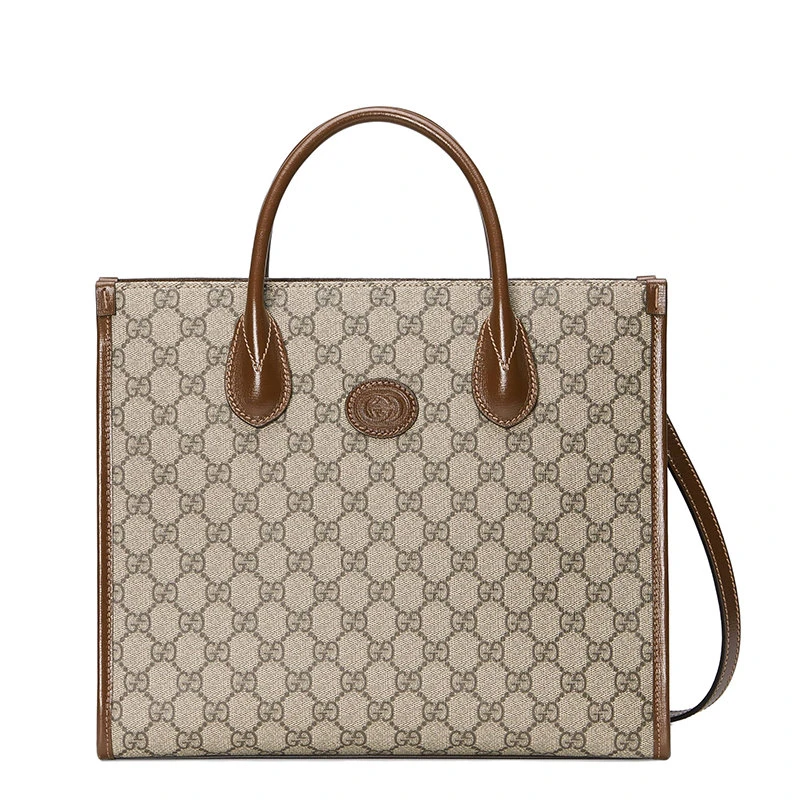 商品Gucci|【预售3-7天】GUCCI/古驰 经典款 男女同款GG Supreme帆布棕色皮革饰边小号单肩手提包‎65998392TCG8563,价格¥11920,第1张图片