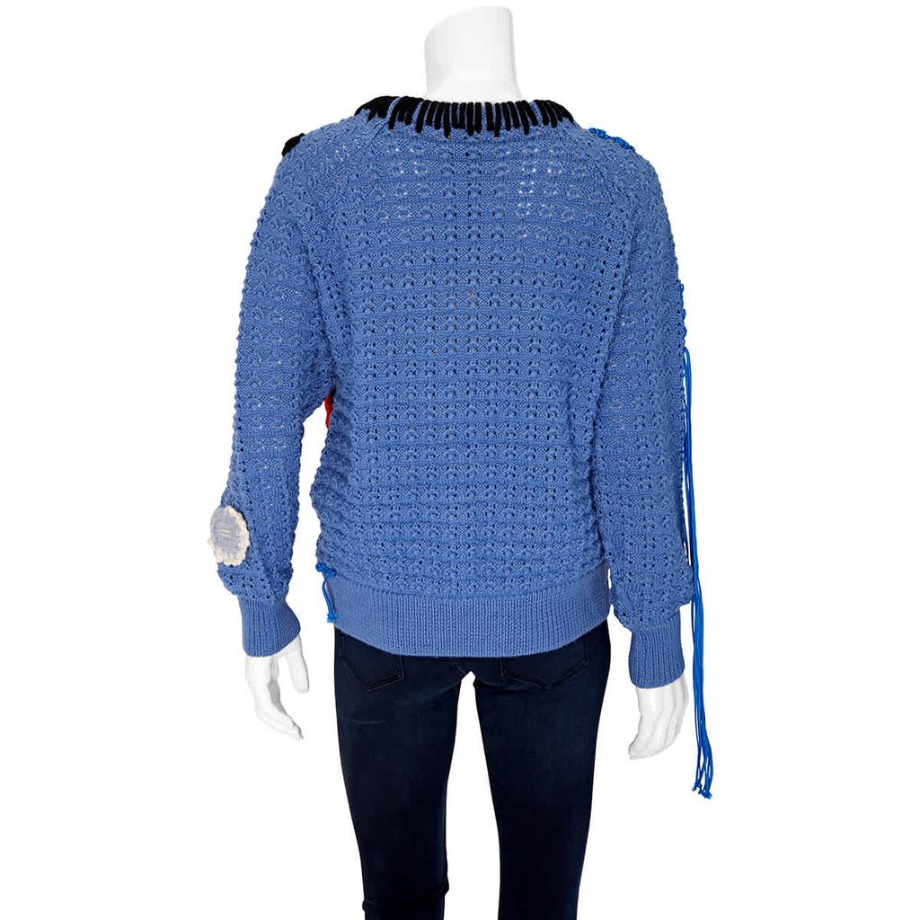 Burberry Ladies Long-sleeve Embellished Wool Lace Sweater, Size Small商品第3张图片规格展示