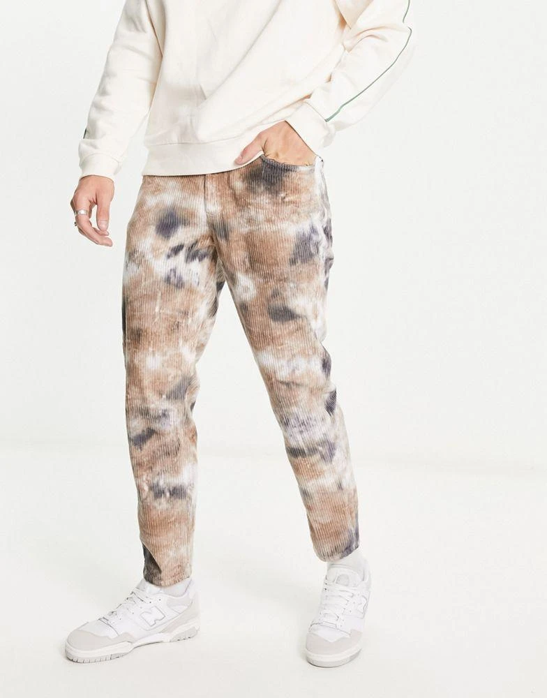 商品ASOS|ASOS DESIGN classic rigid jeans in corduroy with tie dye design,价格¥208,第1张图片