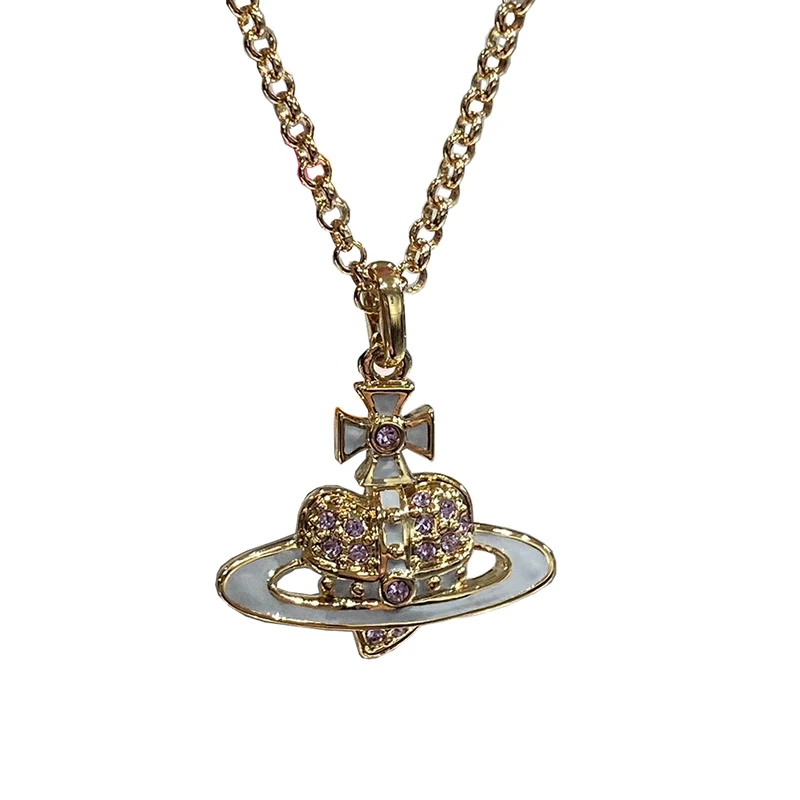 商品Vivienne Westwood|【现货】西太后 女士灰色金属紫钻四叶草心形吊坠 6302039O-02R880-CN,价格¥941,第1张图片