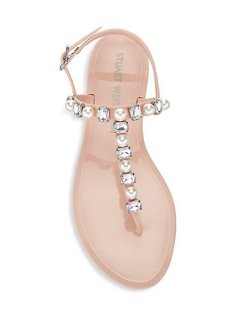商品Stuart Weitzman|Goldie Crystal & Pearl T-Strap Jelly Sandals,价格¥546,第5张图片详细描述