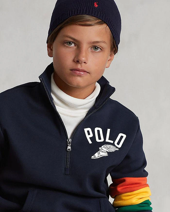 商品Ralph Lauren|Boys' Logo Double Knit Quarter Zip Sweatshirt - Little Kid,价格¥258,第3张图片详细描述