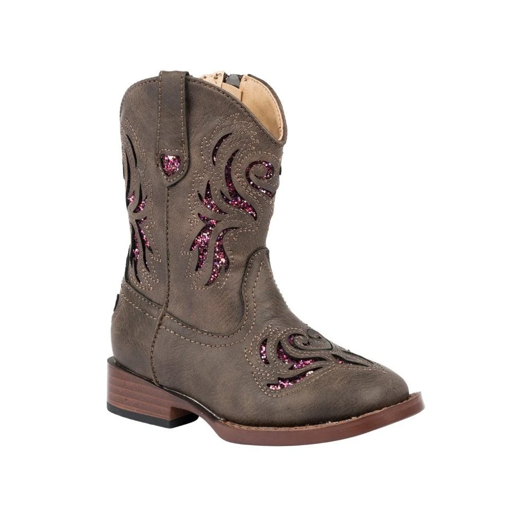 商品Roper|Glitter Breeze Inlay Square Toe Cowboy Boots (Toddler),价格¥427,第1张图片