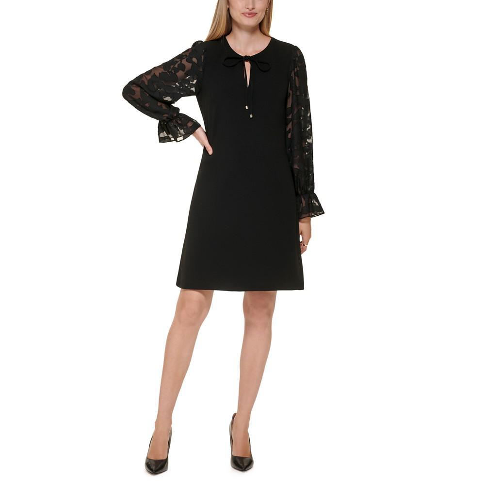 商品Tommy Hilfiger|Women's Burnout Chiffon-Sleeve Shift Dress,价格¥953,第1张图片