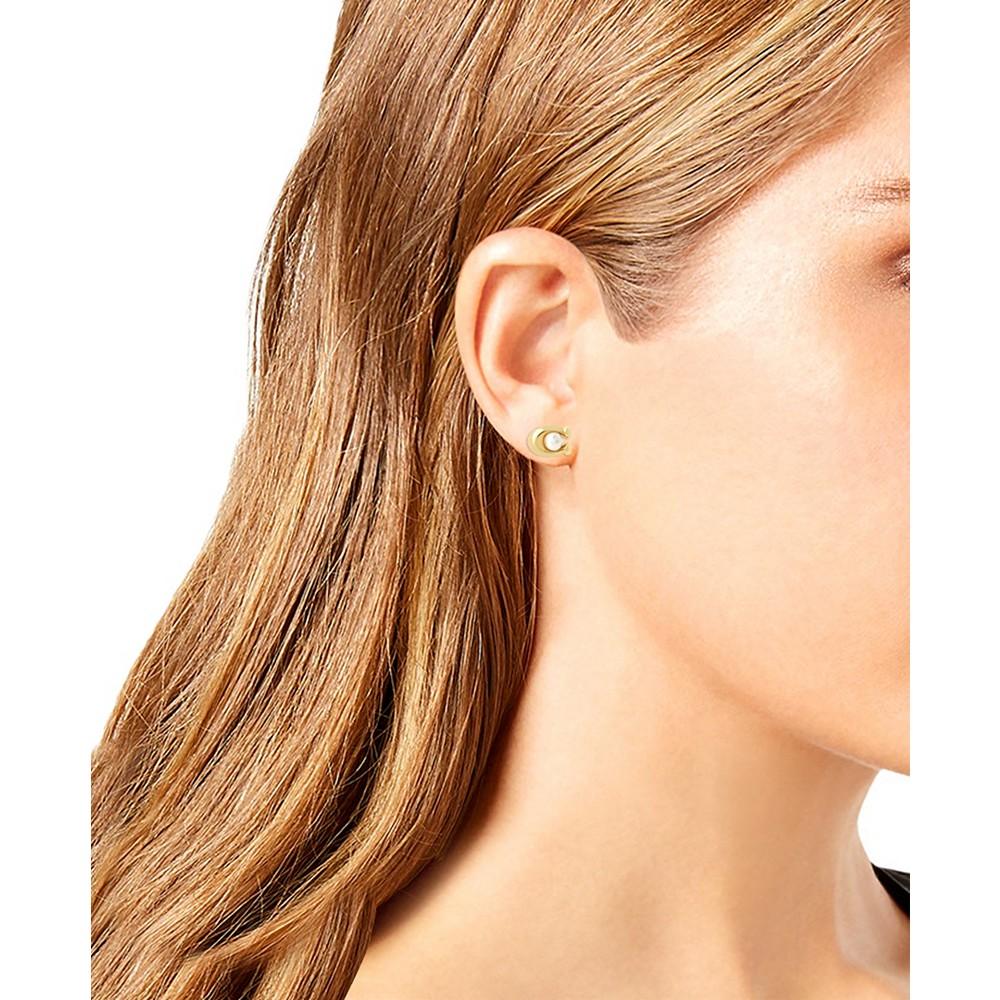 Imitation Pearl Signature C Stud Earrings商品第2张图片规格展示