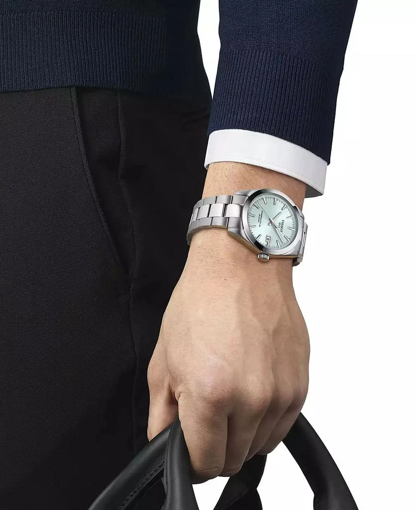 商品Tissot|Men's Swiss Automatic Gentleman Powermatic 80 Silicium Stainless Steel Bracelet 40mm,价格¥6518,第5张图片详细描述