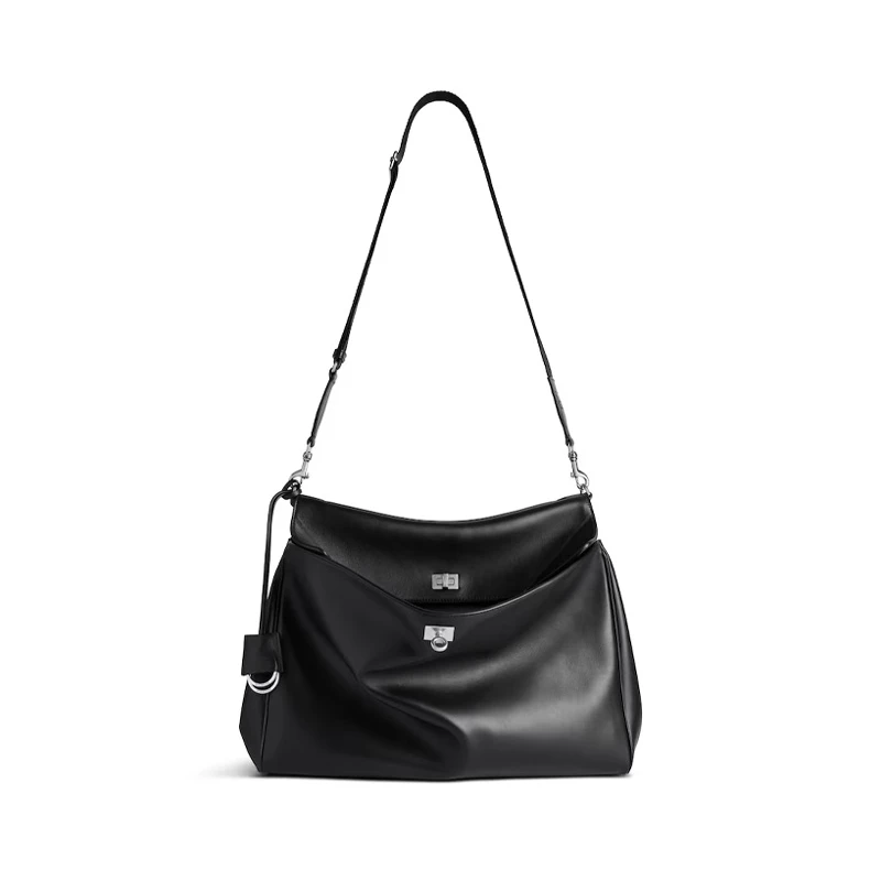 商品Balenciaga|巴黎世家男士光滑黑色小牛皮 Rodeo 邮差包 8218872ABOX1000,价格¥27103,第1张图片