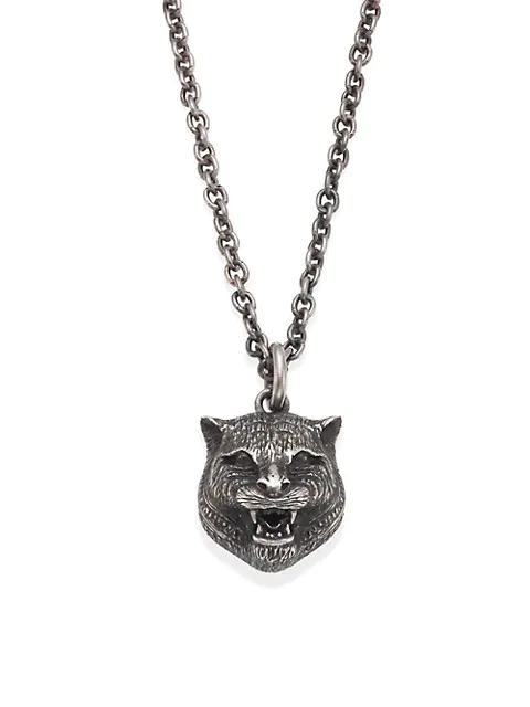 Sterling Silver Tiger Pendant Necklace商品第1张图片规格展示