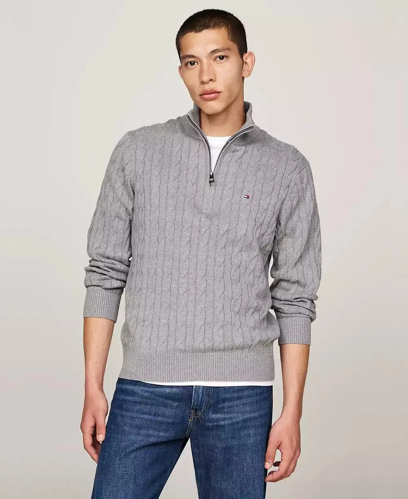 商品Tommy Hilfiger|Men's Long-Sleeve Cable Knit Quarter-Zip Sweater,价格¥538,第1张图片