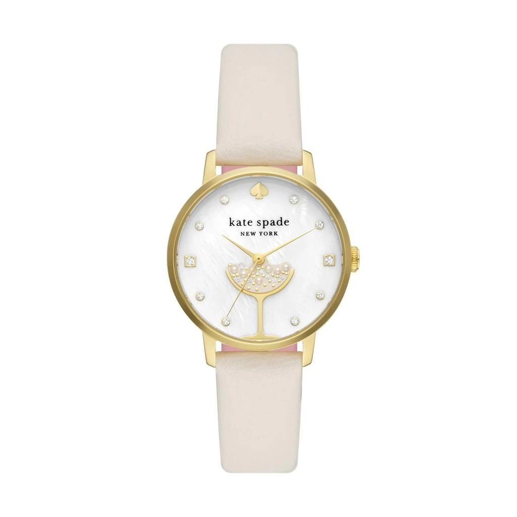 商品Kate Spade|34 mm Metro Three Hand Leather Watch - KSW1779,价格¥1498,第1张图片