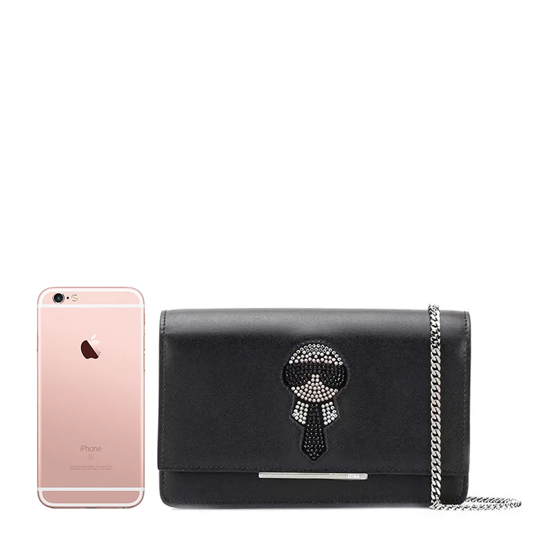 Fendi 芬迪 女士黑色牛皮卡通珠钉图案单肩斜挎包 8M0346-A6HV-F0GXN 商品