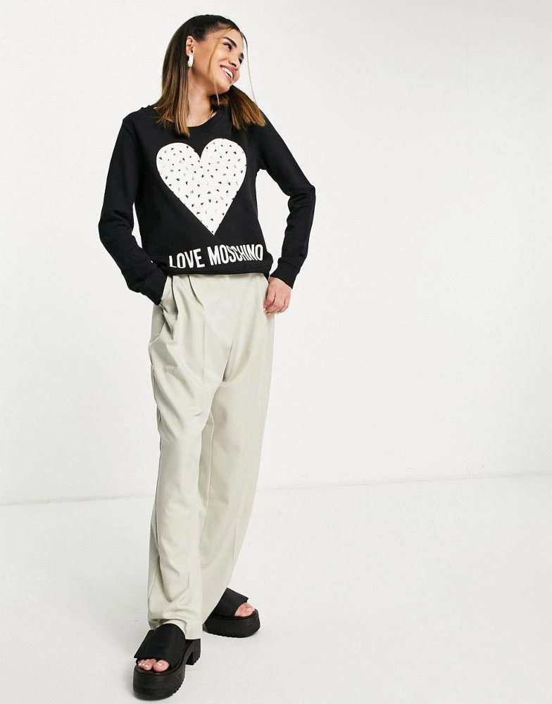 商品Love Moschino|Love Moschino mini heart logo sweatshirt in black,价格¥901,第4张图片详细描述