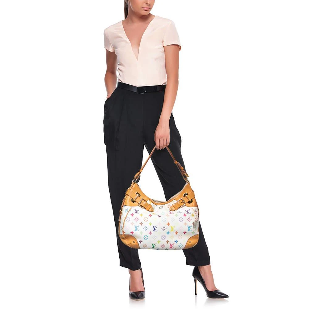 商品[二手商品] Louis Vuitton|Louis Vuitton White Multicolor Monogram Canvas And Leather Greta Bag,价格¥10101,第2张图片详细描述