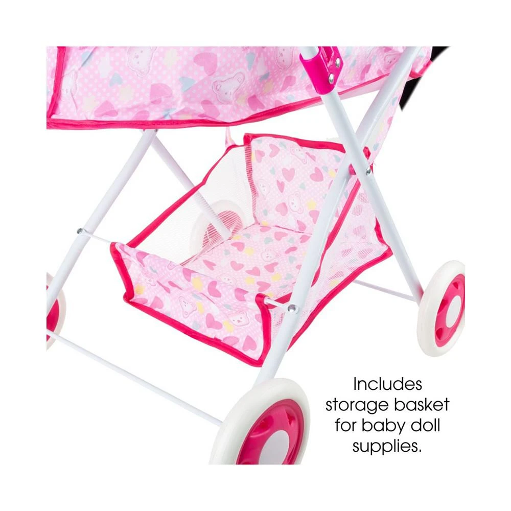 商品Trademark Global|Hey Play Deluxe Toy Pram For 18” Baby Dolls - Foldable, Carriage With Diaper Bag, Storage Basket And Canopy For Little Girls, Boys And Kids,价格¥477,第4张图片详细描述