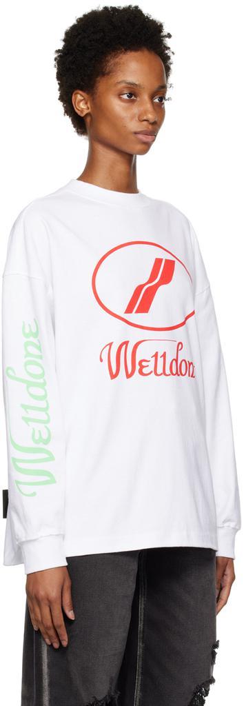 商品We11done|White Print Long Sleeve T-Shirt,价格¥661,第4张图片详细描述