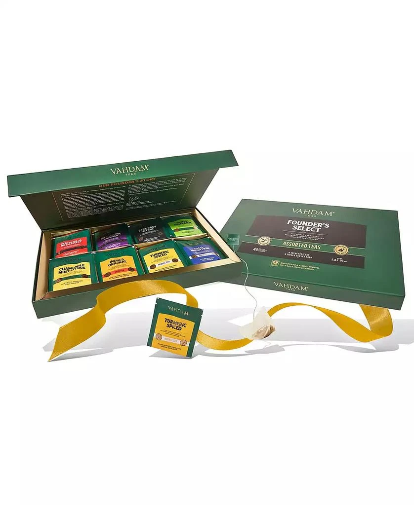 商品Vahdam Teas|Assorted Tea Bags 40 Tea Bags Black Tea, Green Tea, Oolong Tea, White, Chai Tea, Herbal Tea,价格¥187,第2张图片详细描述