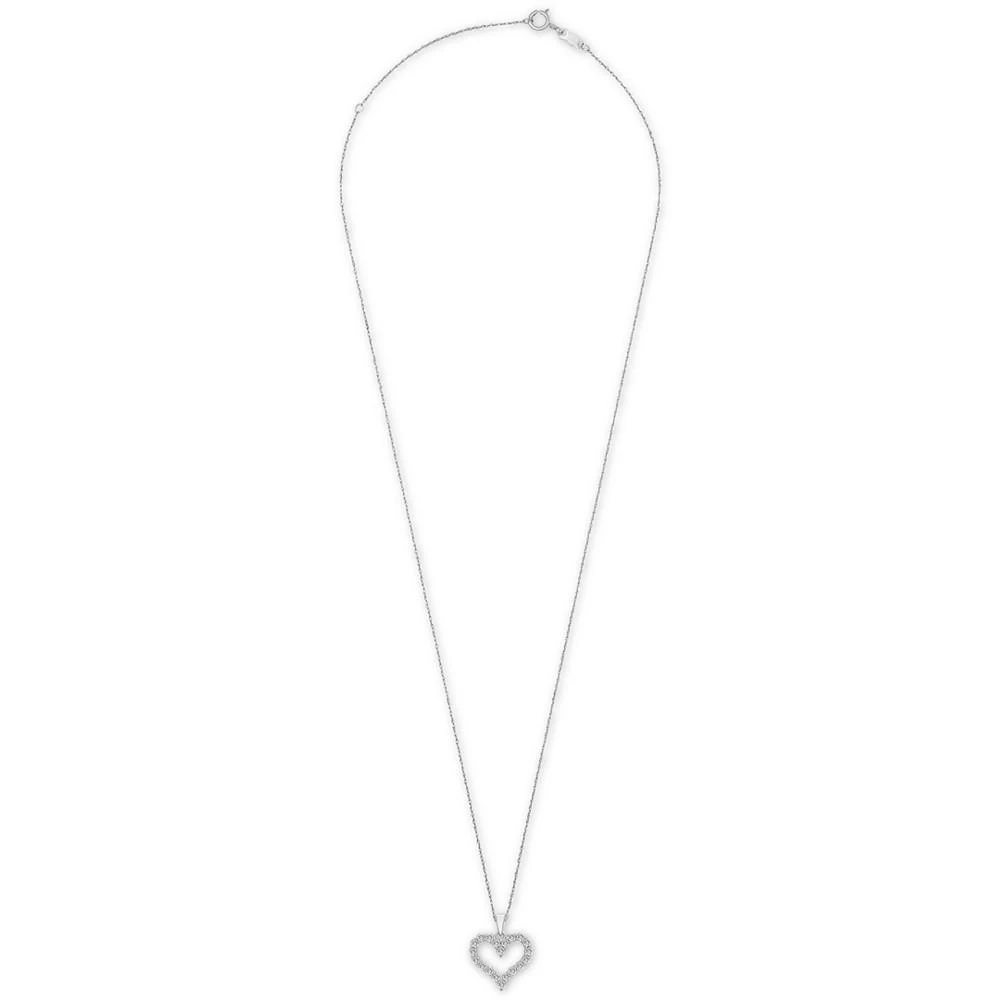 商品Macy's|Diamond Open Heart Pendant Necklace (1/2 ct. t.w.) in 14k Gold, 18" + 2" extender,价格¥5121,第3张图片详细描述