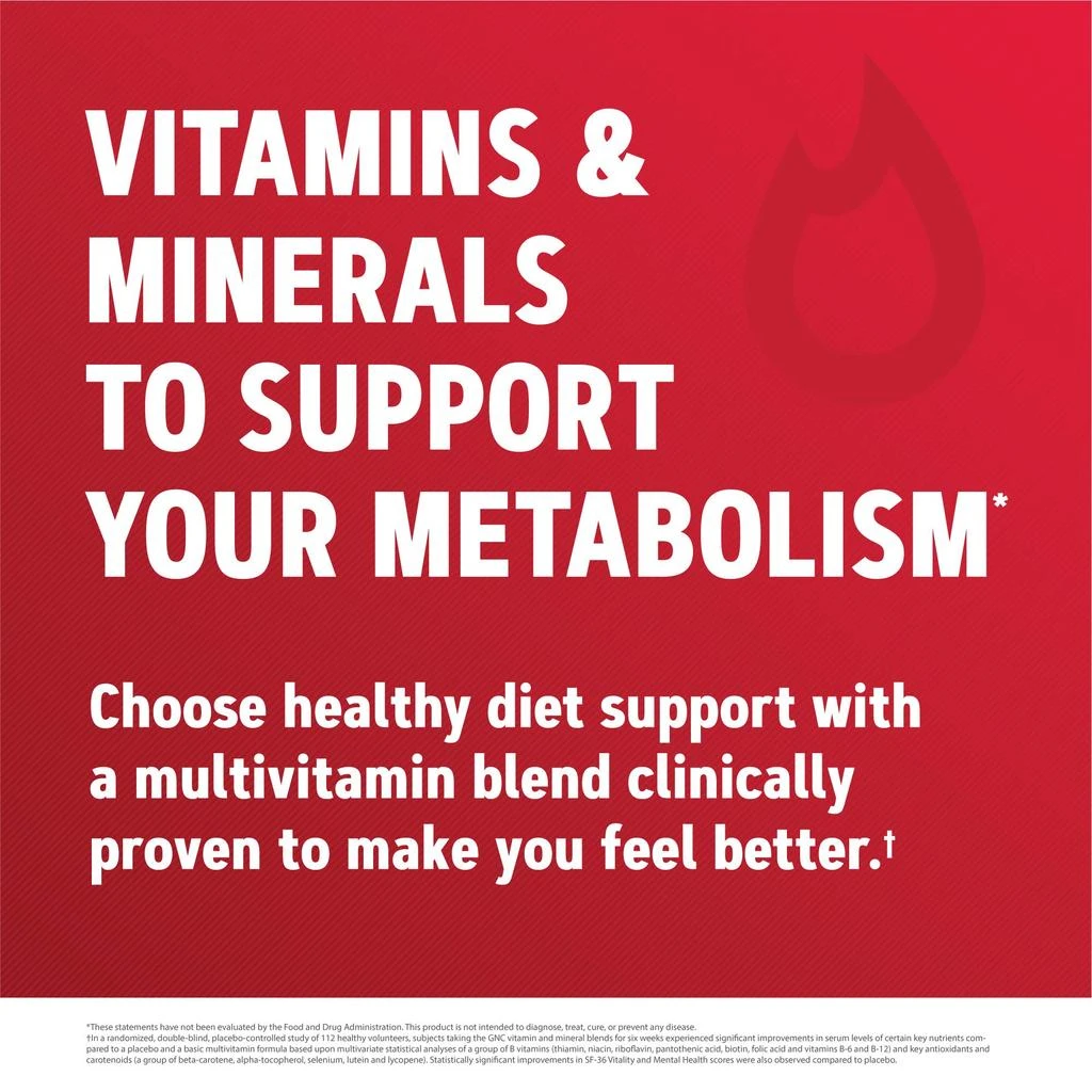 商品GNC|GNC Mega Men Energy & Metabolism Multivitamin | Increased Energy, Metabolism and Calorie Burning | 90 Count,价格¥168,第5张图片详细描述