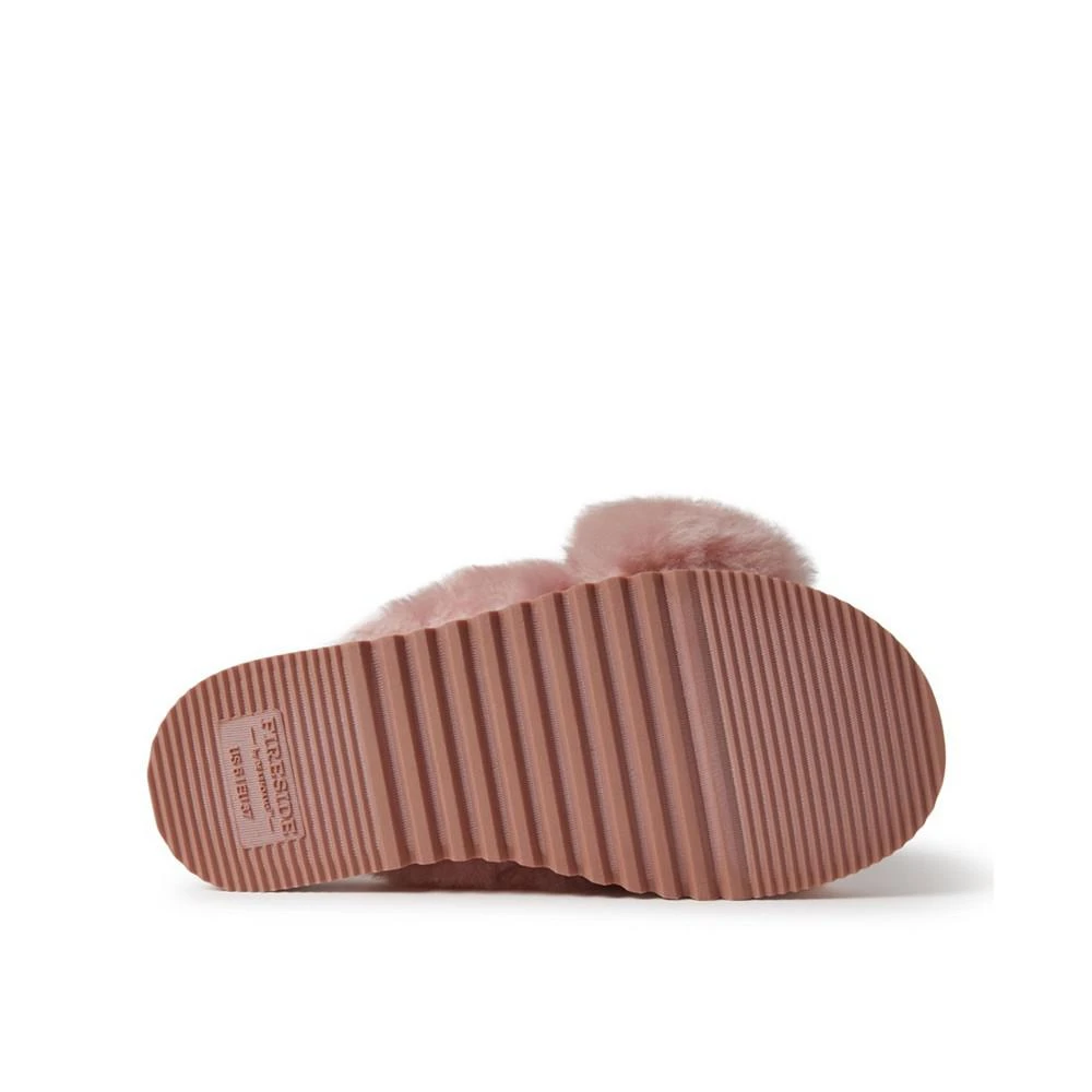 商品Dear Foams|Women's New Castle Genuine Shearling Cross Band Slides,价格¥519,第3张图片详细描述