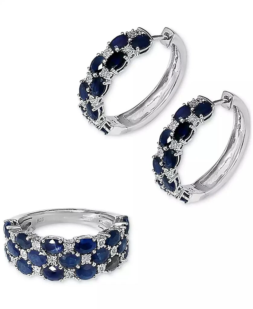 商品Effy|EFFY® Emerald & Diamond Small Earrings in Sterling Silver (Also available in Sapphire and Ruby),价格¥1674,第2张图片详细描述