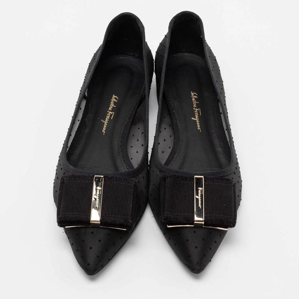 商品[二手商品] Salvatore Ferragamo|Salvatore Ferragamo Black Mesh Zeri Ballet Flats Size 38.5,价格¥2669,第3张图片详细描述