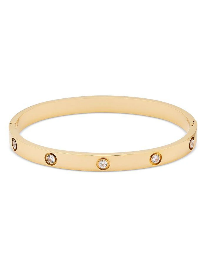 商品AQUA|Crystal Bangle Bracelet in 16K Yellow Gold Plated - Exclusive,价格¥252,第1张图片详细描述