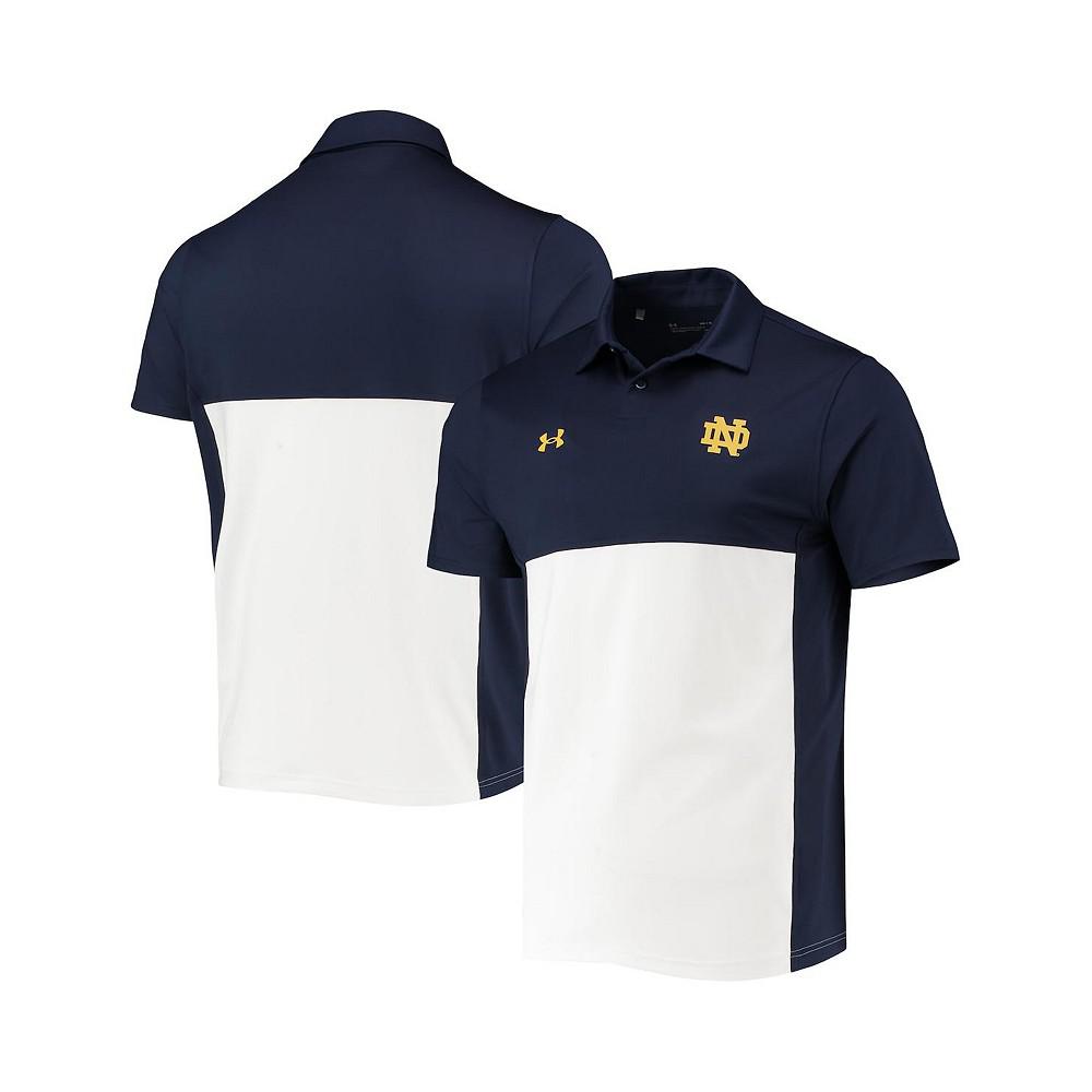 Men's Navy, White Notre Dame Fighting Irish 2022 Blocked Coaches Performance Polo Shirt商品第1张图片规格展示