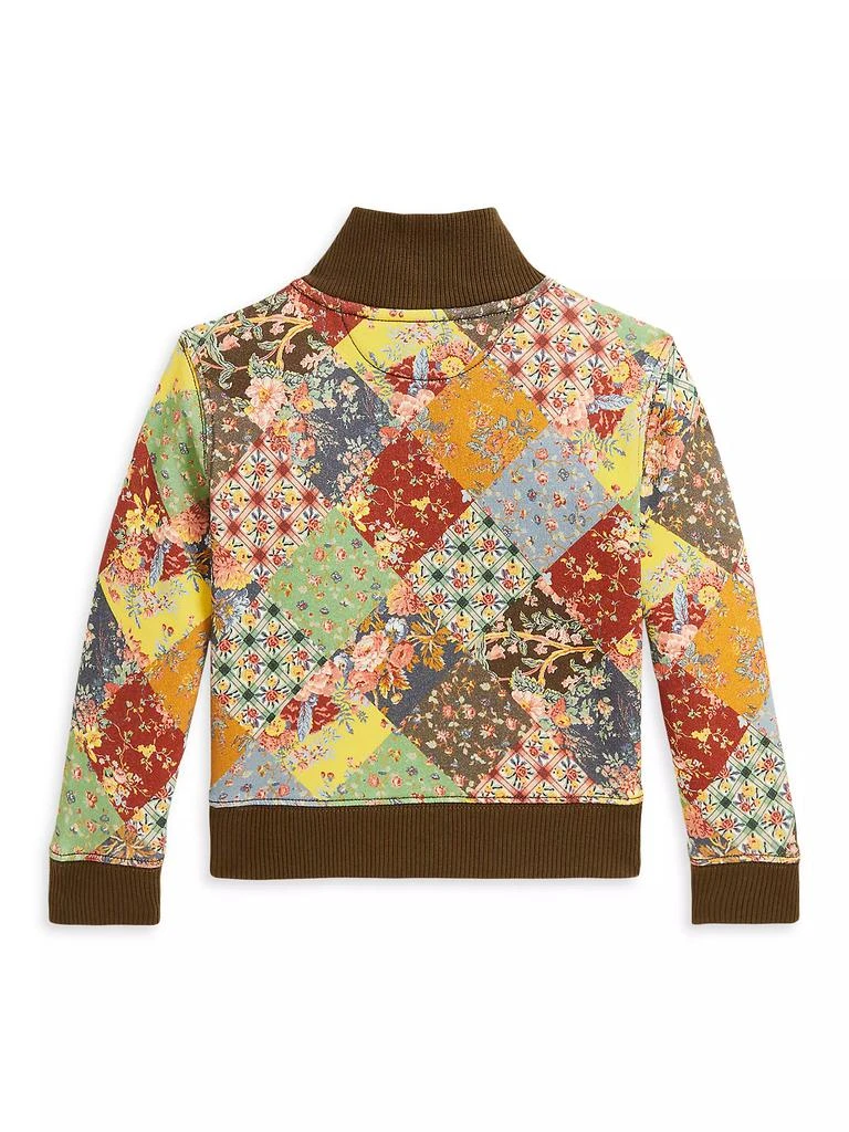 商品Ralph Lauren|Little Girl's & Girl's Patchwork Fleece Quarter-Zip Sweatshirt,价格¥453,第3张图片详细描述