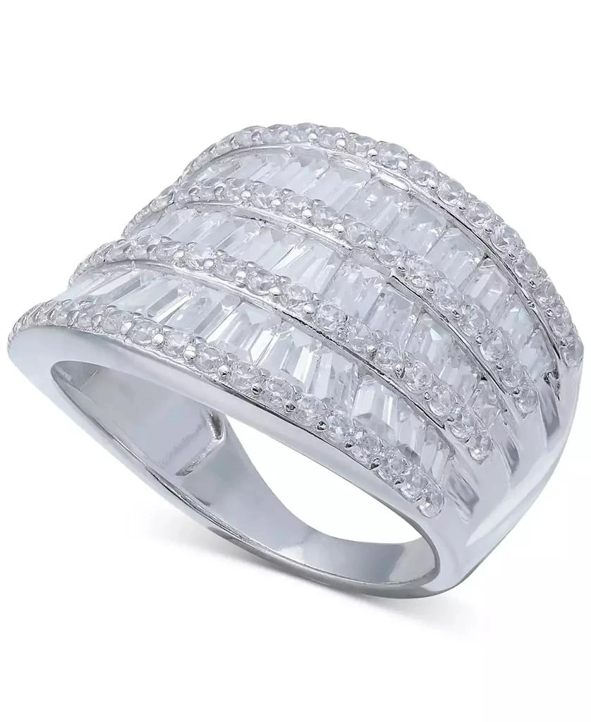 商品Macy's|Cubic Zirconia Three Row Baguette Statement Ring in Sterling Silver,价格¥253,第4张图片详细描述