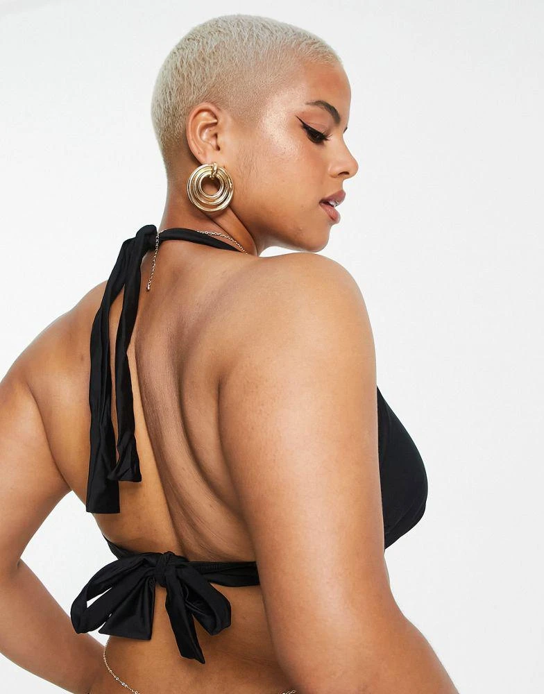 商品ASOS|ASOS DESIGN Curve body chain with crystal breast plate detail in gold tone,价格¥72,第2张图片详细描述