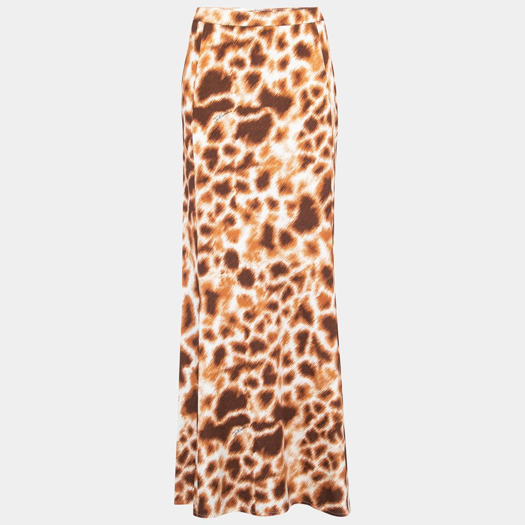 Just Cavalli Brown Animal Print Jersey Maxi Skirt M商品第1张图片规格展示