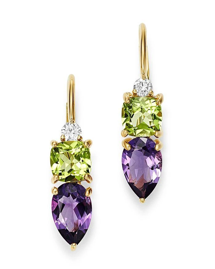 商品Bloomingdale's|Diamond, Amethyst & Peridot Drop Earrings in 14K Yellow Gold,价格¥7662,第1张图片详细描述