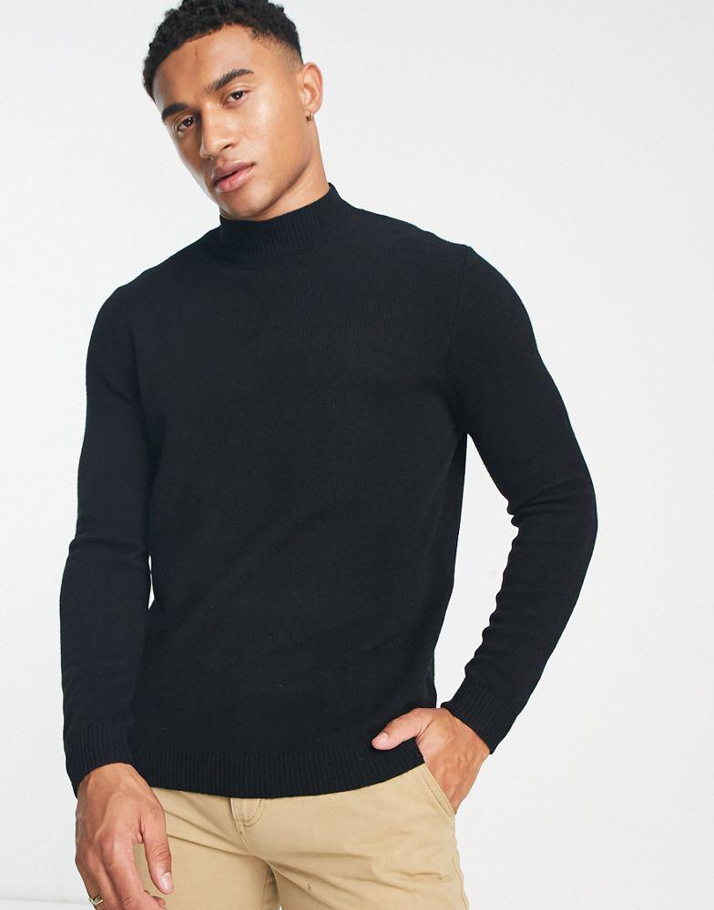 ASOS DESIGN lambswool turtle neck jumper in black商品第1张图片规格展示